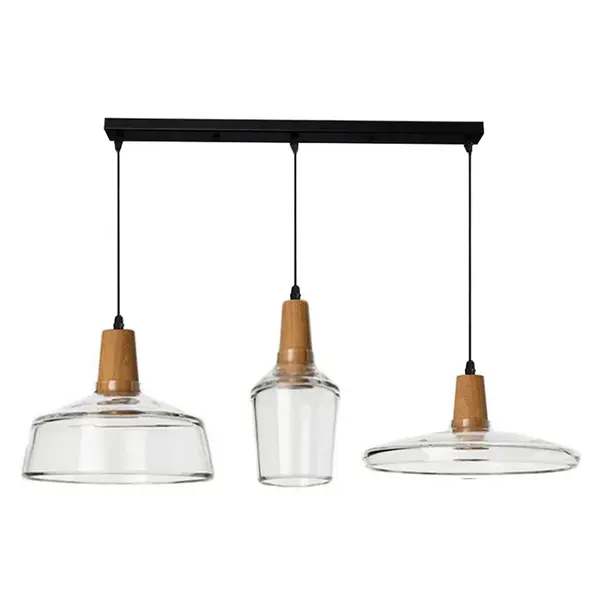 Lustra Somele cu trei lumini metal transparent si sticla, Multicolor, 73x73x100 cm