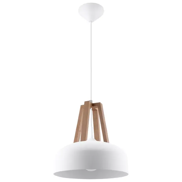 Lustra suspendata Casco din lemn, Alb 30x30x85 cm