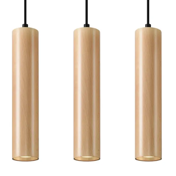 Lustra suspendata Lino din lemn, Natural 45x6x90 cm