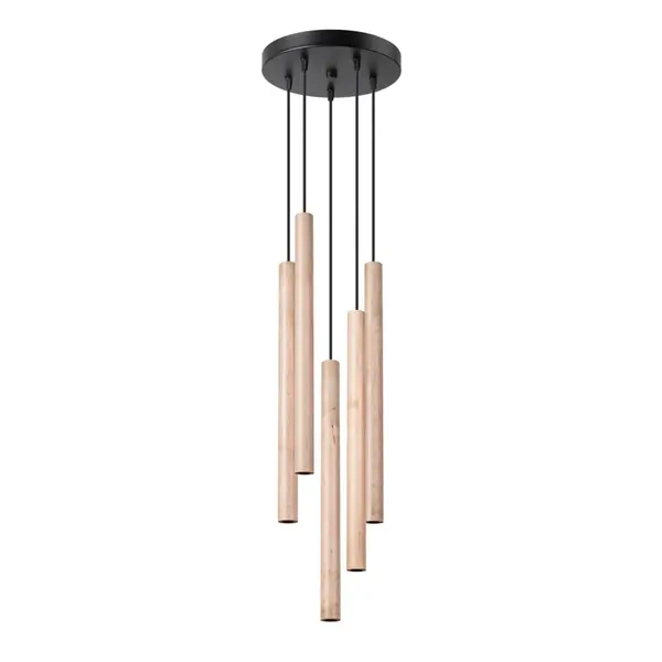 Lustra suspendata Pastelo din lemn, Natural 25x25x110 cm