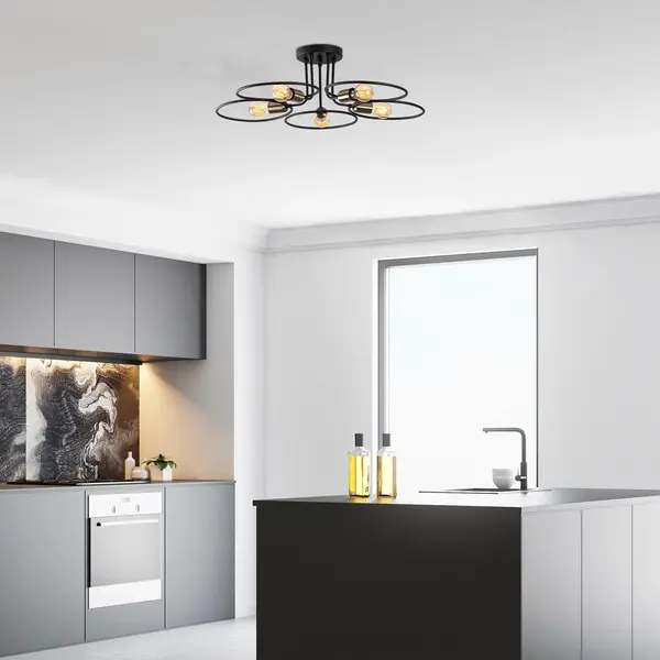 Lustra Wave Chandelier, Negru, 73x73x22 cm