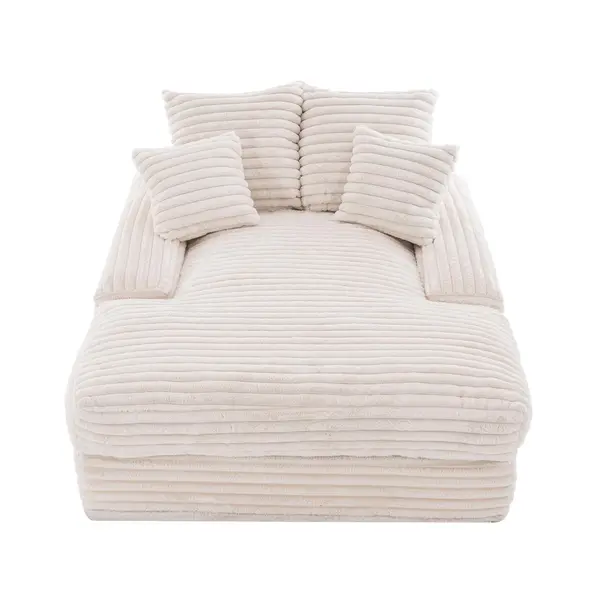 Luxus chaise longue din corduroy, Bej | Aosom Romania