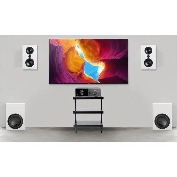 Lyngdorf Sistem Stereo Lyngdorf TDAI-1120 + boxe de perete full-range FR-1 + 2x Subwoofer BW-2, Alb