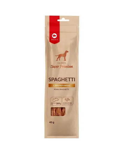 MACED Super Premium Spagetti Recompense caini, sub forma de spaghete, cu porc 40 g