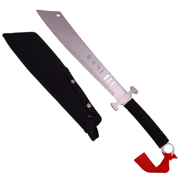 Maceta de vanatoare, Asian Level, 57 cm, otel inoxidabil, teaca inclusa, argintiu