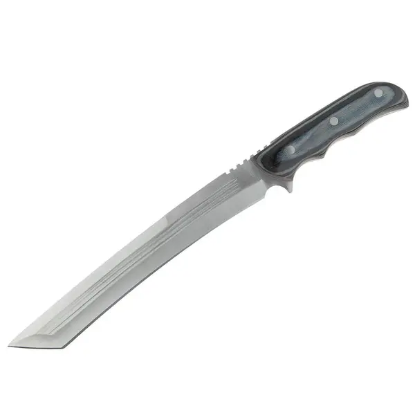 Maceta de vanatoare DEPOX , Seax Blade, 45 cm, otel inoxidabil, gri, teaca piele inclusa