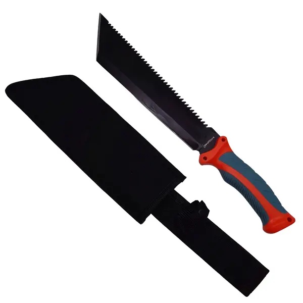 Maceta de vanatoare DEPOX , Spirit Blade, 39 cm, otel inoxidabil, neagra, teaca inclusa