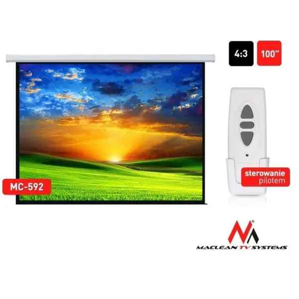 MACLEAN Maclean Mc-592 Premium/Deluxe Electric Projection Screen-100’’ 4:3