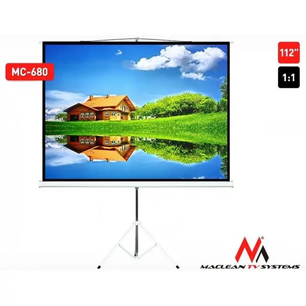 MACLEAN Maclean Mc-680 Economy Budget Portable Tripod Projection Screen 112'' 1:1 200x20