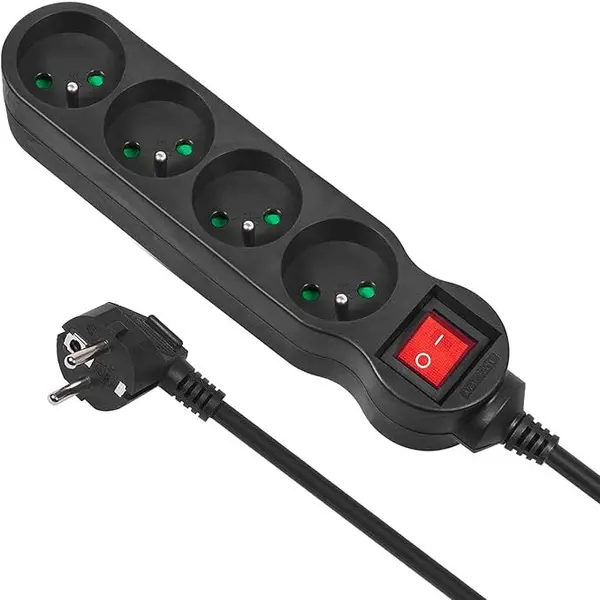 MACLEAN Prelungitor electric cu comutator , Maclean , MCE180 4prize 1.4m , negru