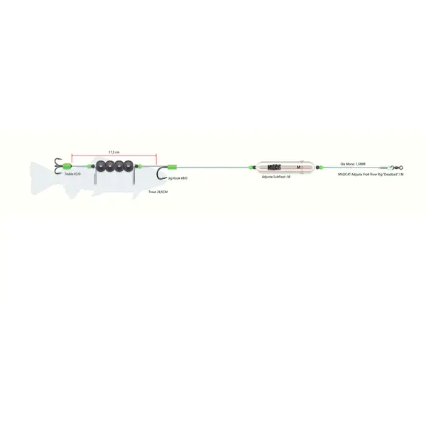 MADCAT Adjusta Profi River Rig Deadbait 1.00mm Nr.2/0-8/0 180cm 40g