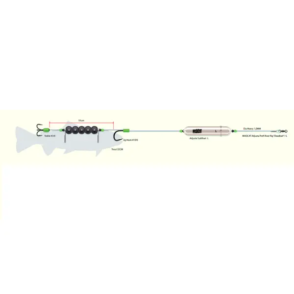 MADCAT Adjusta Profi River Rig Deadbait 1.00mm Nr.3/0-10/0 180cm 60g