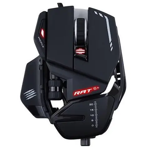 Madcatz Mouse gaming Madcatz R.A.T. 6+, 12000 DPI, Optic, 11 butoane programabile, iluminare multicolor, (pentru mana dreapta) Negru