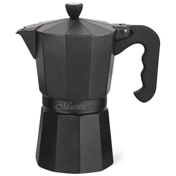 Maestro Kawiarka manuala MAESTRO, 300 ml, 6 portii, aluminiu, neagra