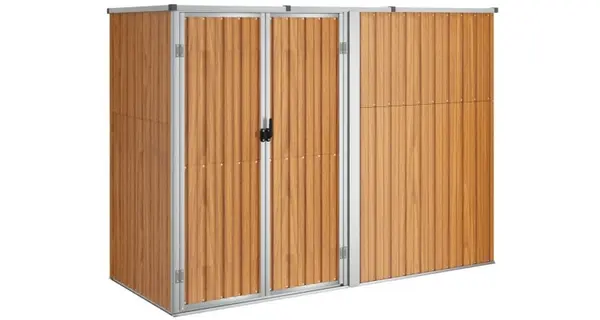 Magazie de gradina metalica, maro, 225x89x161 cm, otel galvanizat
