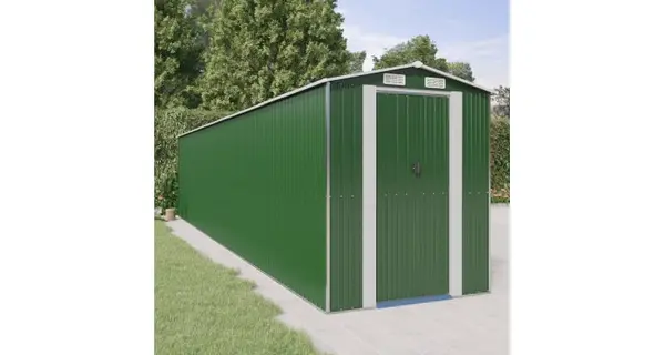 Magazie de gradina metalica, verde, 192x938x223 cm, otel zincat