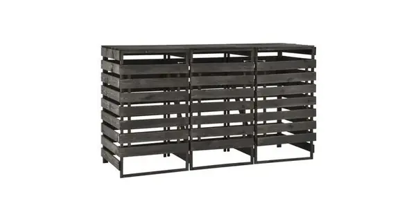 Magazie de pubele tripla, 210x75x121 cm, lemn masiv pin vopsit