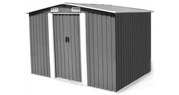 Magazie metalica de gradina, 257 x 205 x 178 cm, gri