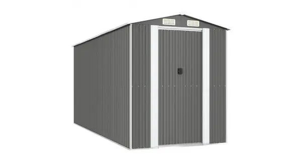 Magazie metalica de gradina, gri deschis, 192x440x223 cm, otel galvanizat