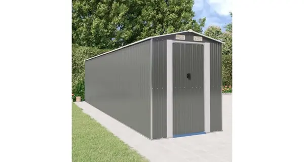 Magazie metalica de gradina, gri deschis, 192x772x223 cm, otel galvanizat