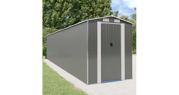 Magazie metalica de gradina, gri deschis, 192x855x223 cm, otel galvanizat