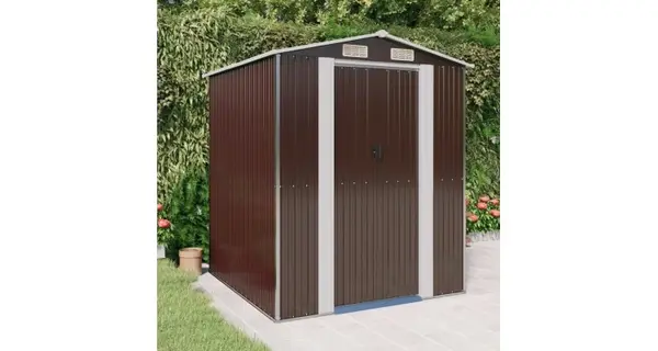 Magazie metalica de gradina, maro inchis, 192x191x223 cm, otel galvanizat