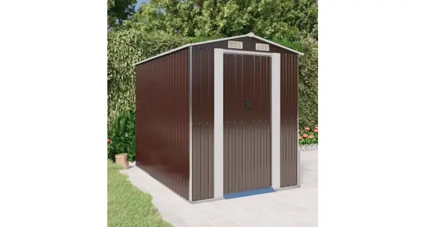 Magazie metalica de gradina, maro inchis, 192x274x223 cm, otel galvanizat