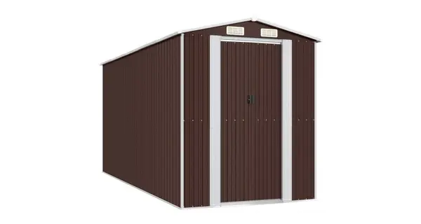 Magazie metalica de gradina, maro inchis, 192x440x223 cm, otel galvanizat