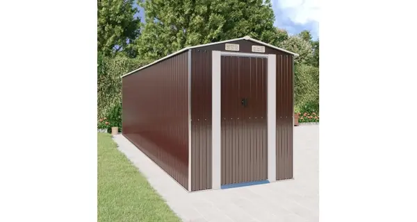 Magazie metalica de gradina, maro inchis, 192x689x223 cm, otel galvanizat