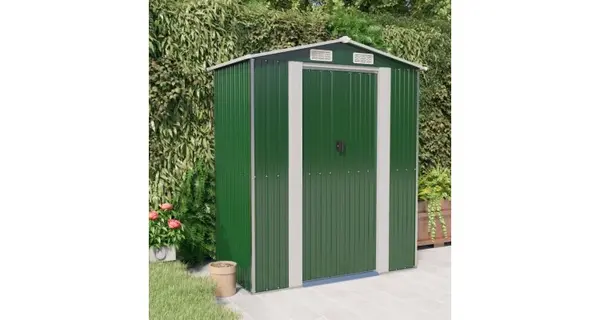 Magazie metalica de gradina, verde, 192x108x223 cm, otel galvanizat