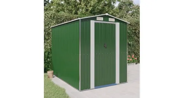 Magazie metalica de gradina, verde, 192x274x223 cm, otel zincat
