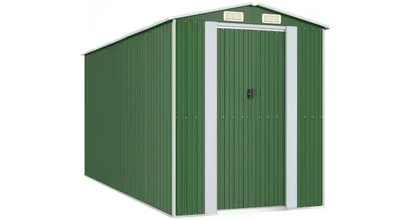 Magazie metalica de gradina, verde, 192x440x223 cm, otel zincat