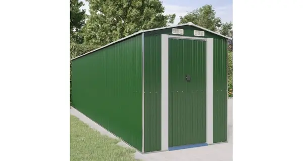 Magazie metalica de gradina, verde, 192x772x223 cm, otel zincat