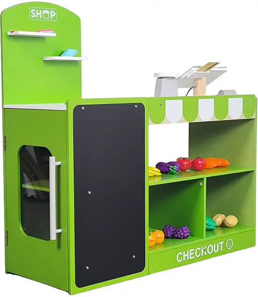 Magazin de lemn pentru copii Smart Baby - cu accesorii, verde