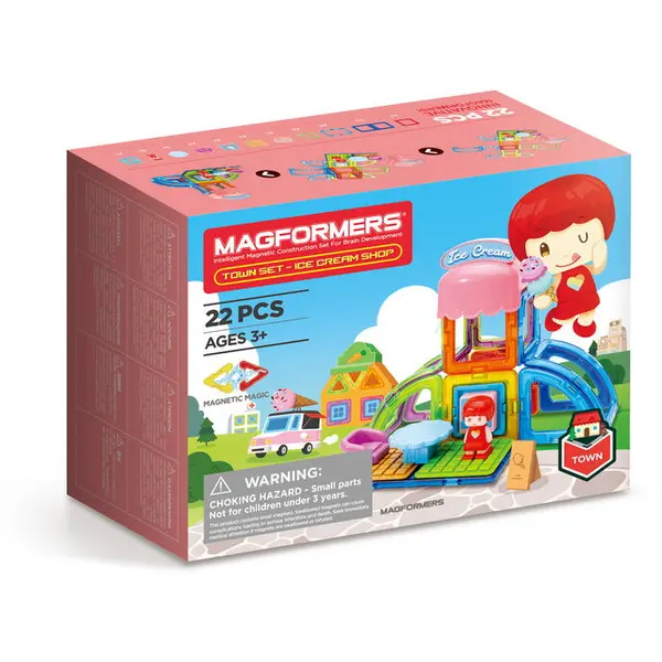 Magformers Set de constructie, Magformers, Town: INGHETATA, 22 de piese