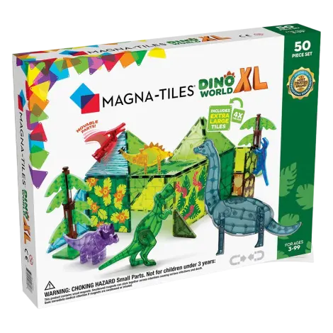 Magna-Tiles Dino World XL, set magnetic 50 de piese