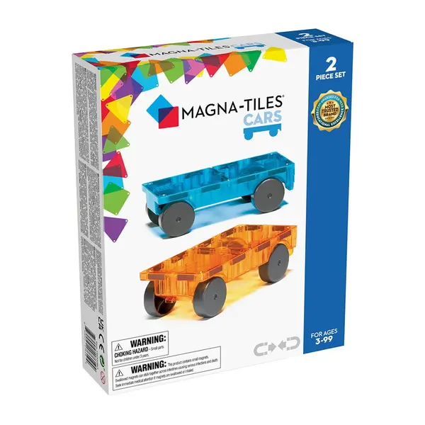 MAGNA-TILES Extensie, 2 masinute Albastru si Portocaliu multicolor