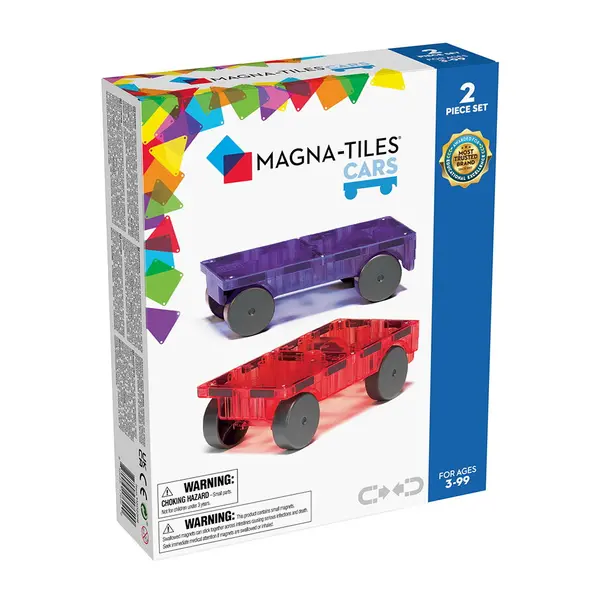 MAGNA-TILES Extensie, 2 masinute Mov si Rosu multicolor