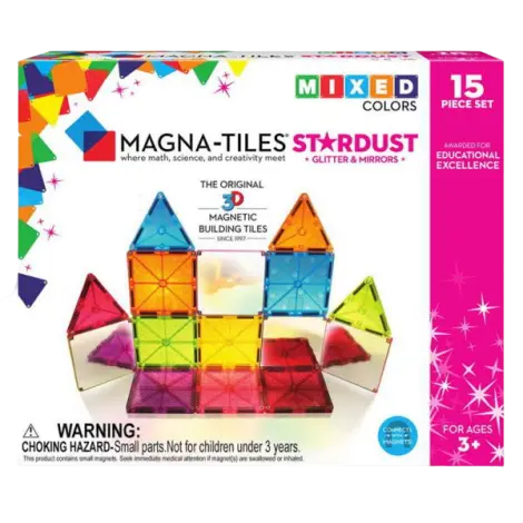 Magna-Tiles Stardust cu sclipici si oglinzi (15 piese)