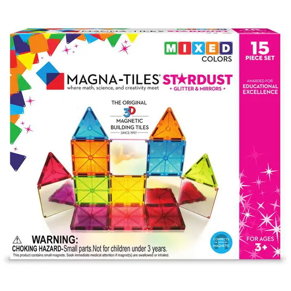 Magna-Tiles Stardust cu sclipici si oglinzi (15 piese) multicolor