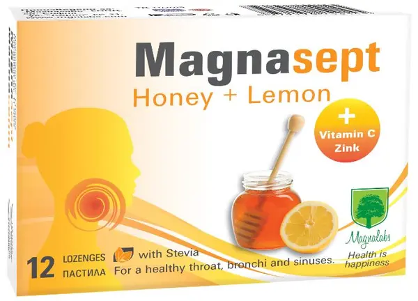 Magnasept, Miere + Lămâie, 12 Pastile, Magnalabs