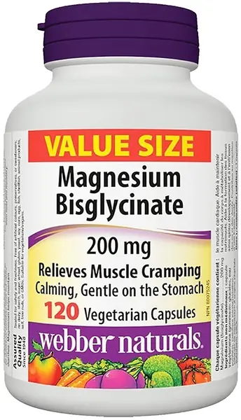 Magnesium Bisglycinate, 200 mg, 120 capsule, Webber Naturals