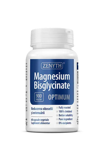 Magnesium Bisglycinate Optimum 900mg, 60 capsule vegetale, Zenyth