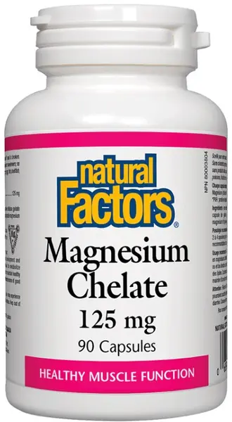 Magnesium Chelate, 125 mg, 90 capsule, Natural Factors