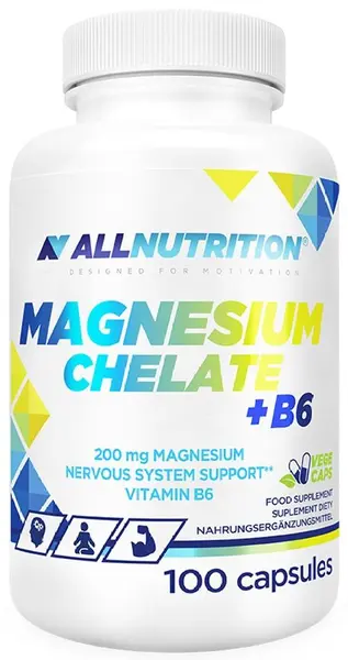 Magnesium Chelate + B6, 100 capsule, AllNutrition