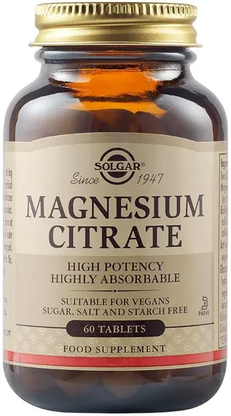 Magnesium Citrate, 200 mg, 60 tablete, Solgar