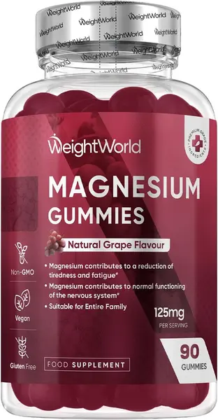 Magnesium Gummies, 125 mg, 90 tablete de jeleu, Weight World
