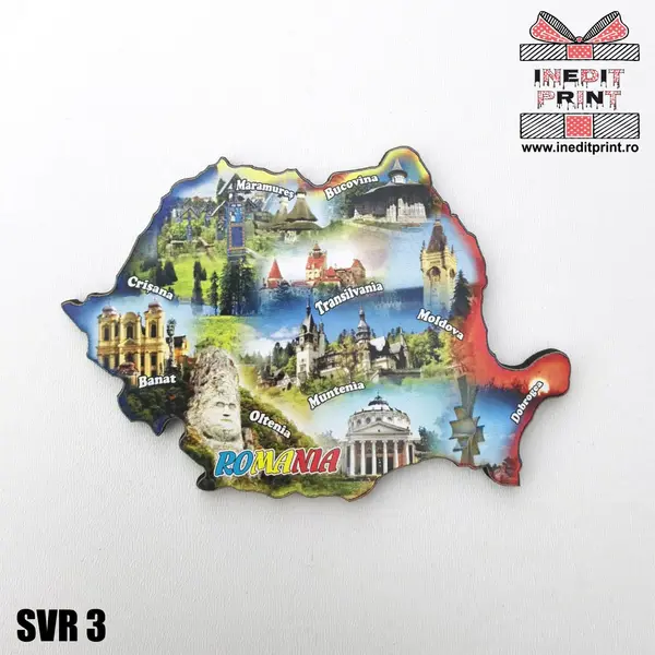 Magnet de frigider Regiuni din Romania SVR3- 9,5x6,5 cm