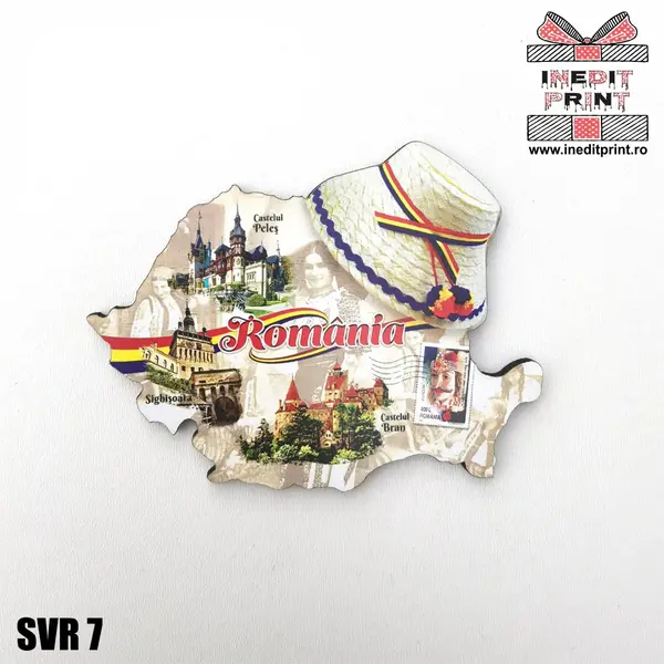Magnet de frigider Romania cu clop SVR7- 9,5x6,5 cm