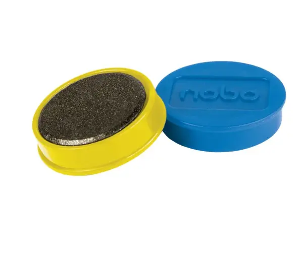 Magneti pentru table NOBO, diametru 32 mm, sustin 7 coli, 10 buc/set, diverse culori Magneti pentru table NOBO, diametru 32 mm, sustin 7 coli, 10 buc/set, diverse culori